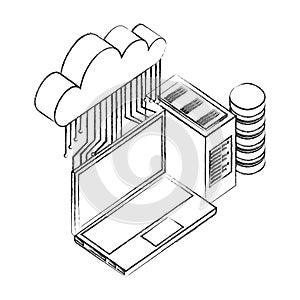 cloud computing laptop database server connection network