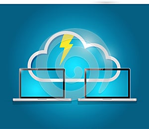 Cloud computing laptop electricity illustration