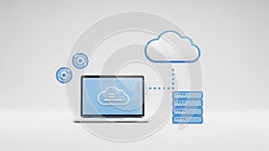 Cloud computing laptop icon isolated on white background