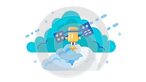 Cloud Computing Launch Icon, Scalable Innovation, vector design Generative AI