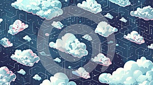 Cloud computing layout in seamless tile pattern