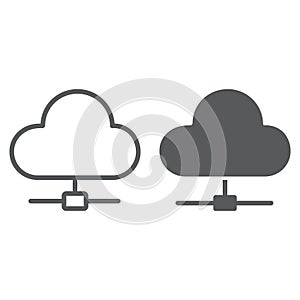 Cloud computing line and glyph icon