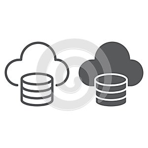 Cloud computing line and glyph icon