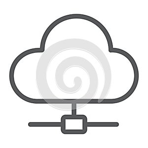 Cloud computing line icon, data and analytics