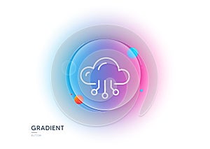 Cloud computing line icon. Internet data storage sign. Gradient blur button. Vector