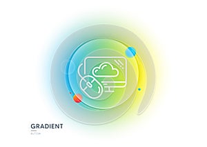 Cloud computing line icon. Internet data storage sign. Gradient blur button. Vector