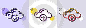 Cloud computing line icon. Internet data storage sign. Halftone dotted pattern. Vector
