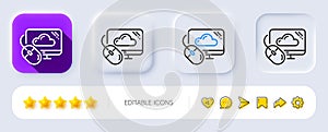 Cloud computing line icon. Internet data storage sign. Neumorphic buttons. Vector