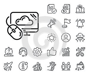Cloud computing line icon. Internet data storage sign. Salaryman, gender equality and alert bell. Vector