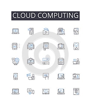 Cloud computing line icons collection. Assessment, Feedback, Review, Grading, Scorecard, Appraisal, Audit vector and