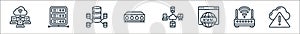cloud computing line icons. linear set. quality vector line set such as error, wireless router, hosting, cloud computing, server