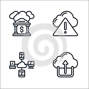 cloud computing line icons. linear set. quality vector line set such as cloud upload, cloud computing, error