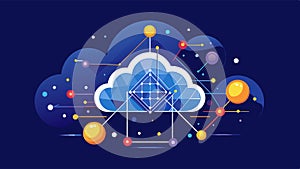 Cloud computing. Lines, triangles and particle style design. Illustration vector