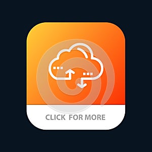 Cloud, Computing, Link, Data Mobile App Button. Android and IOS Line Version