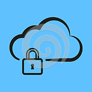 Cloud computing lock icon. Vector illustration. PS 10.