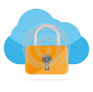Cloud computing lock security concept vector illustration on a white background