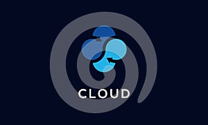 cloud computing logo design, simple and modern tech symbol, minimalist flat style suitable for technology, server, data, computer