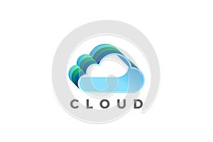 Cloud computing Logo design vector template. Data Storage network technology Logotype icon