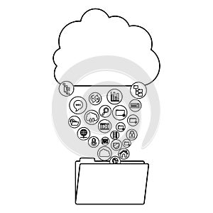 Cloud computing and media icon set design