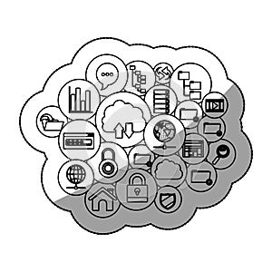 Cloud computing and media icon set design