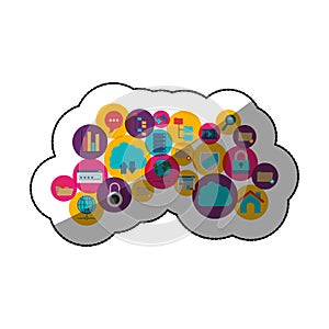 Cloud computing and media icon set design