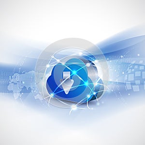 Cloud computing and mesh concept background for communication and technology, vector