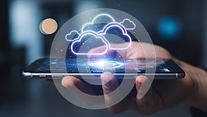 Cloud computing on mobile phone technology concept