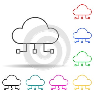 cloud computing multi color style icon. Simple thin line, outline vector of new technologies icons for ui and ux, website or