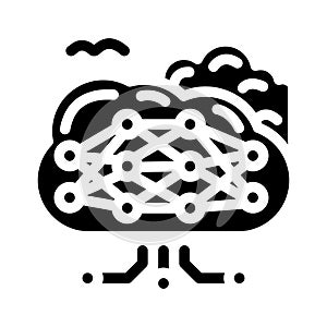 cloud computing network ai integration glyph icon vector illustration