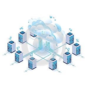 Cloud computing network architecture with multiple server connections