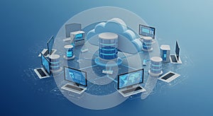 Cloud Computing Network with Computer Devices Data Flow Concept