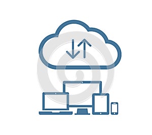 Cloud computing Network Connected all Devices. Flat design.