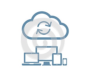 Cloud computing Network Connected all Devices. Flat design.