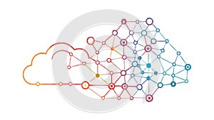 Cloud Computing Network with Connected Data Points, vector design Generative AI