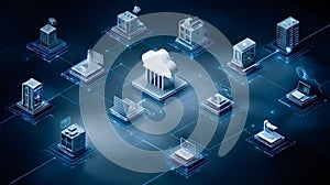 Cloud computing network connecting digital devices and data infrastructure