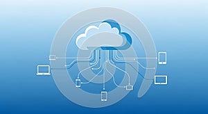 Cloud Computing Network Connecting Multiple Devices in Modern Technology Concept