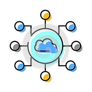 Cloud computing network connecting multiple distributed data nodes