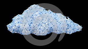 Cloud computing network connecting nodes on transparent background