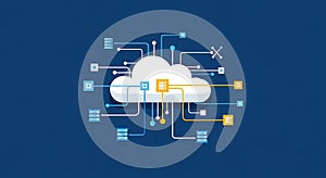 Cloud Computing Network Connection Diagram Data Servers and Technology Connections
