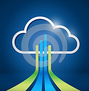 Cloud computing network connections illustration