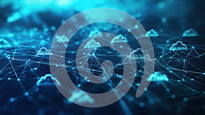 Cloud computing and network connectivity concept for digital technology and data management. Big data and machine