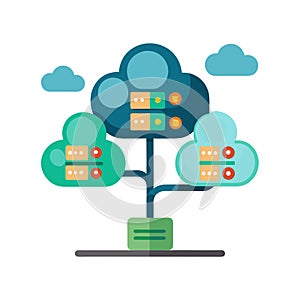 Cloud Computing Network Connectivity Illustration Representing Data Servers and Storage Solutions