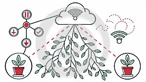 Cloud computing network, data connection, digital technology and information flow vector design Generative AI