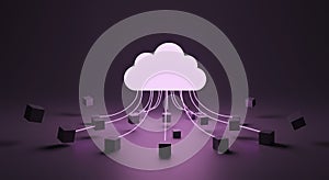 Cloud computing network data connection storage technology digital transformation concept render