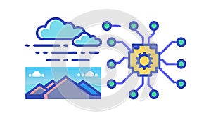 Cloud computing network, data connections, internet infrastructure vector design Generative AI