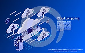 Cloud computing, network, data processing vector concept