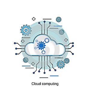 Cloud computing, network, data processing vector concept