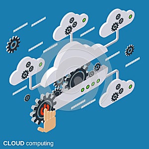 Cloud computing, network, data processing vector concept