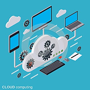 Cloud computing, network, data processing vector concept