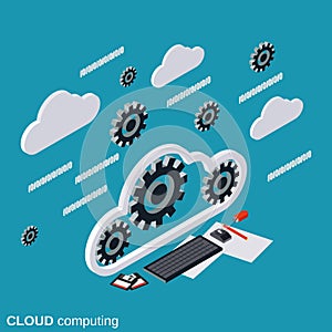 Cloud computing, network, data processing vector concept